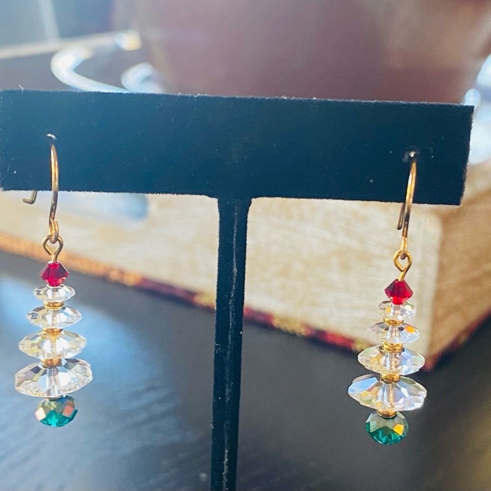 Swarovski Crystal Christmas tree earrings